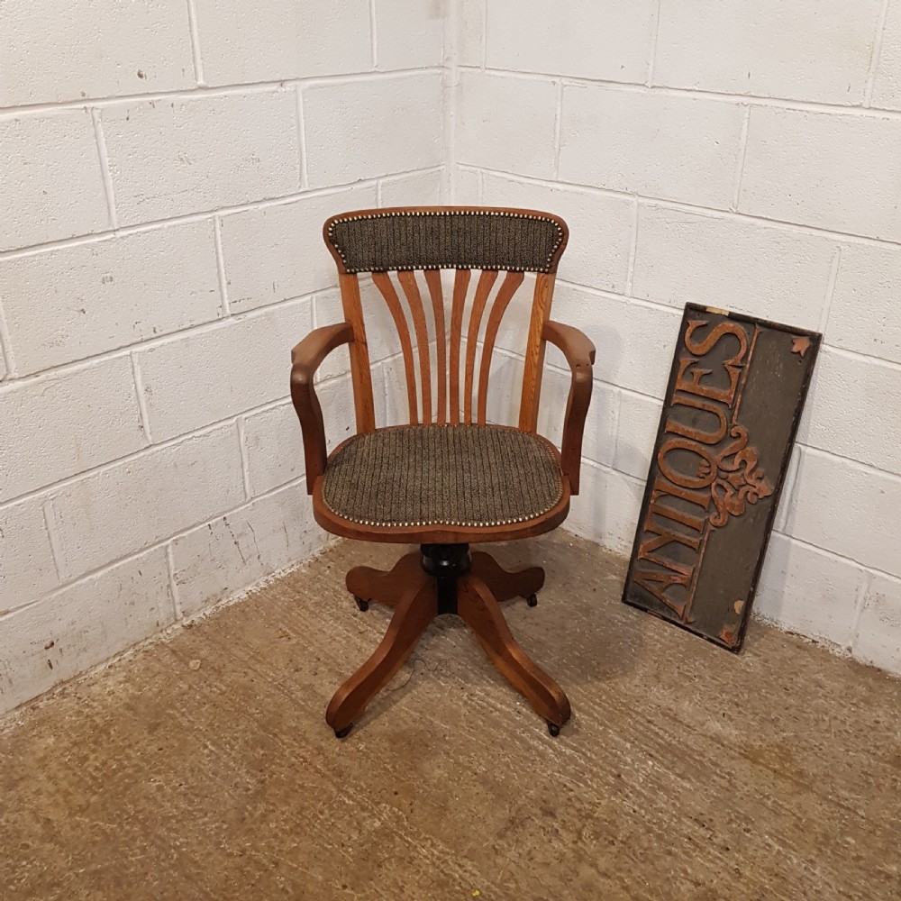 ANTIQUE EDWARDIAN OAK SWIVEL DESK CHAIR C1900 View V