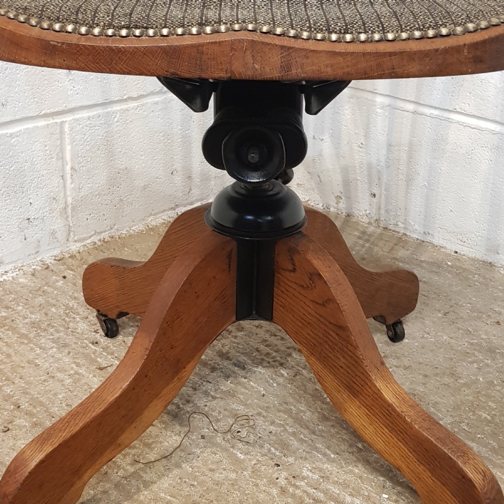 ANTIQUE EDWARDIAN OAK SWIVEL DESK CHAIR C1900 View VII