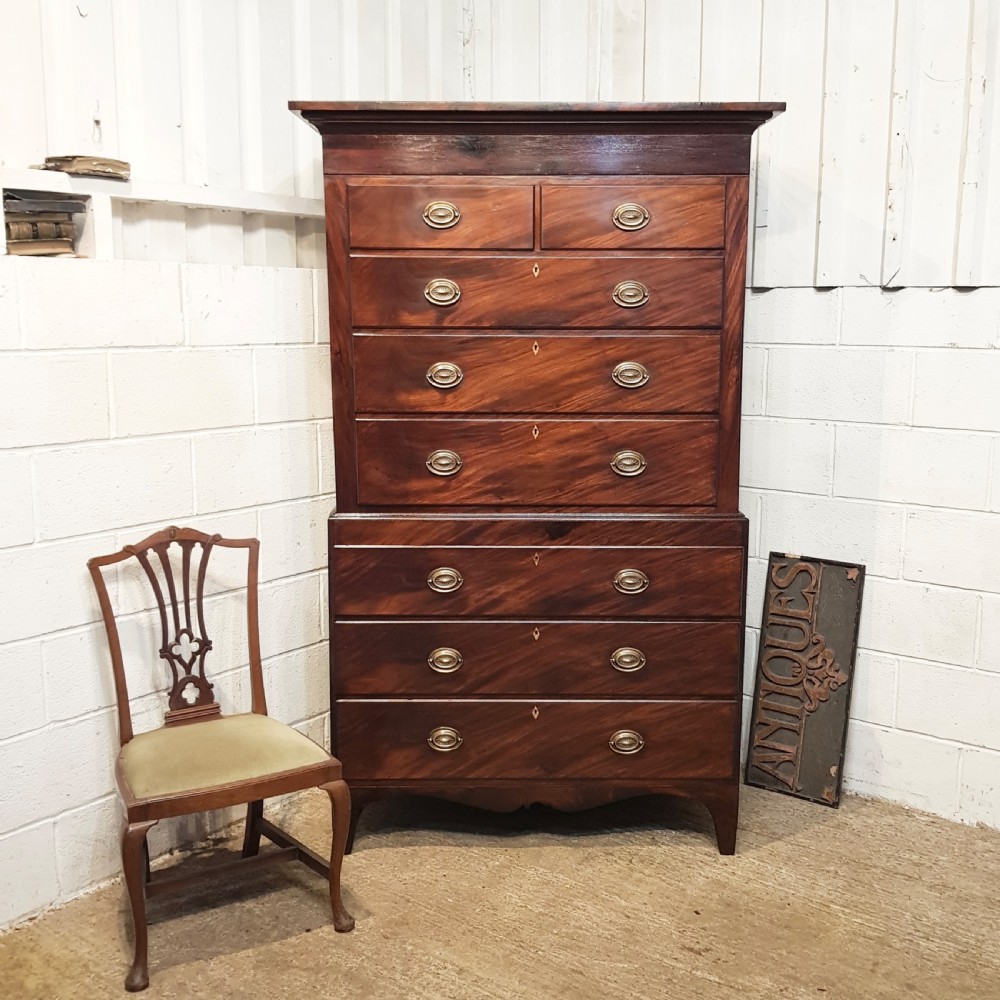 ANTIQUE WILLIAM 1V MAHOGANY CHEST ON CHEST C1830