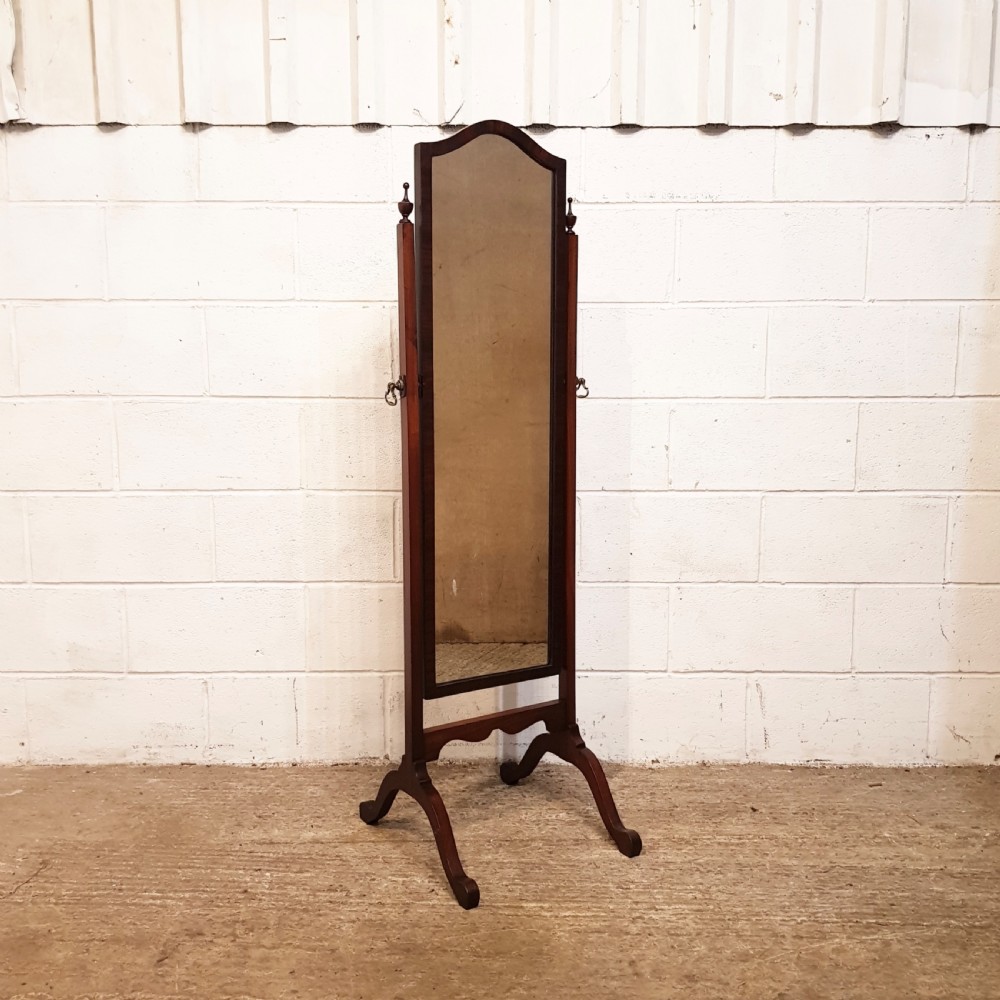 ANTIQUE MAHOGANY CHEVAL MIRROR C1920 View IV