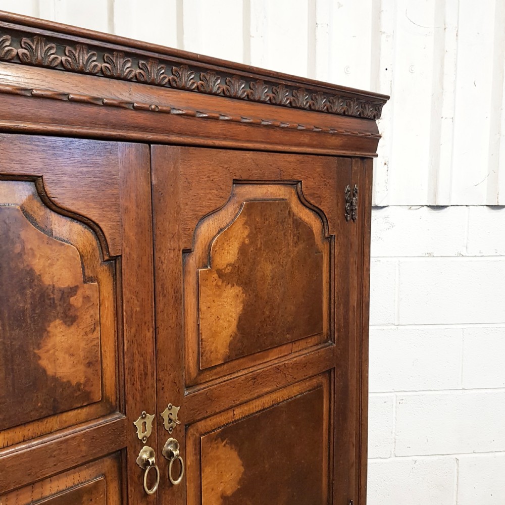 ANTIQUE EDWARDIAN OAK & BURR WALNUY DOUBLE WARDROBE C1910 View V