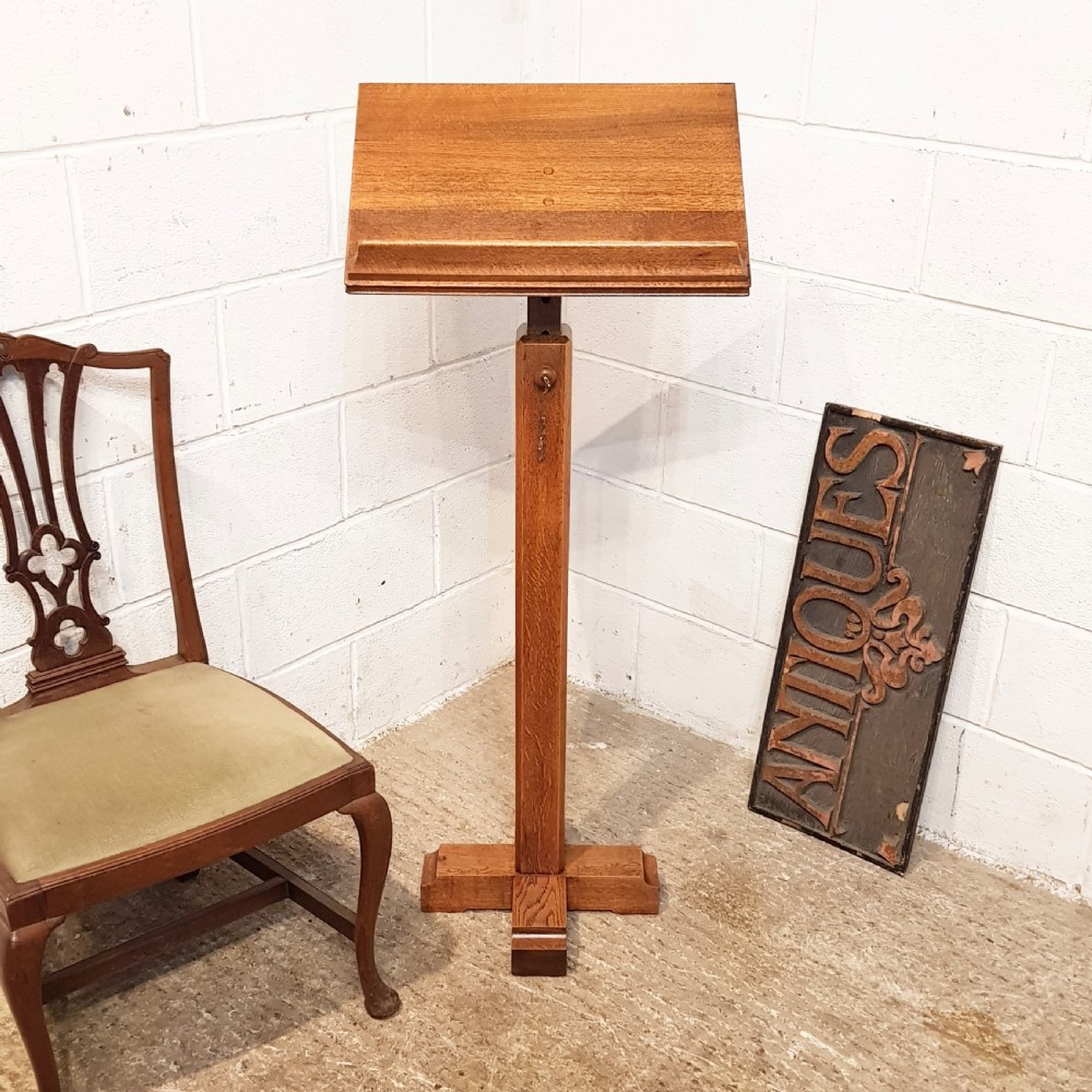 ANTIQUE ARTS & CRAFTS GOLDEN OAK LECTERN C1900 View VIII