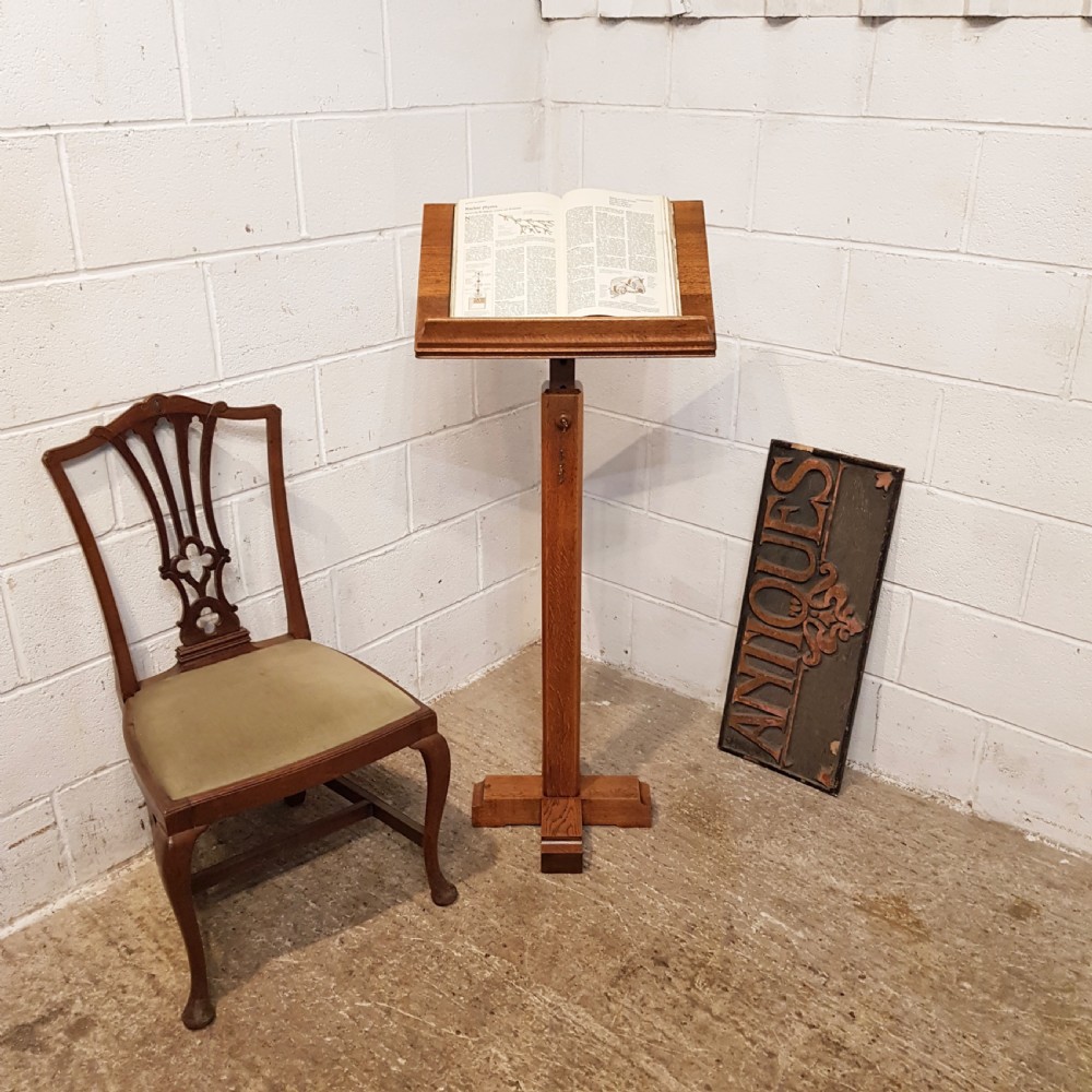 ANTIQUE ARTS & CRAFTS GOLDEN OAK LECTERN C1900 View IX