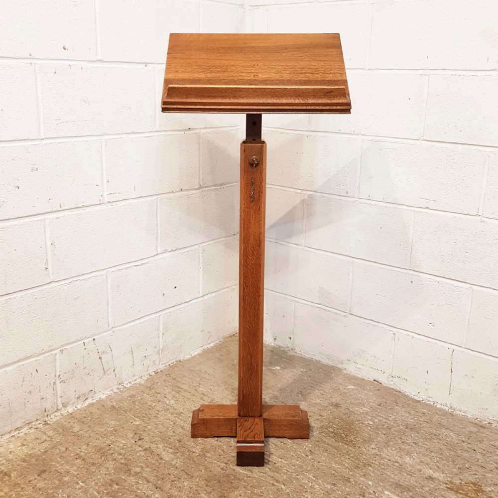 ANTIQUE ARTS & CRAFTS GOLDEN OAK LECTERN C1900 View X