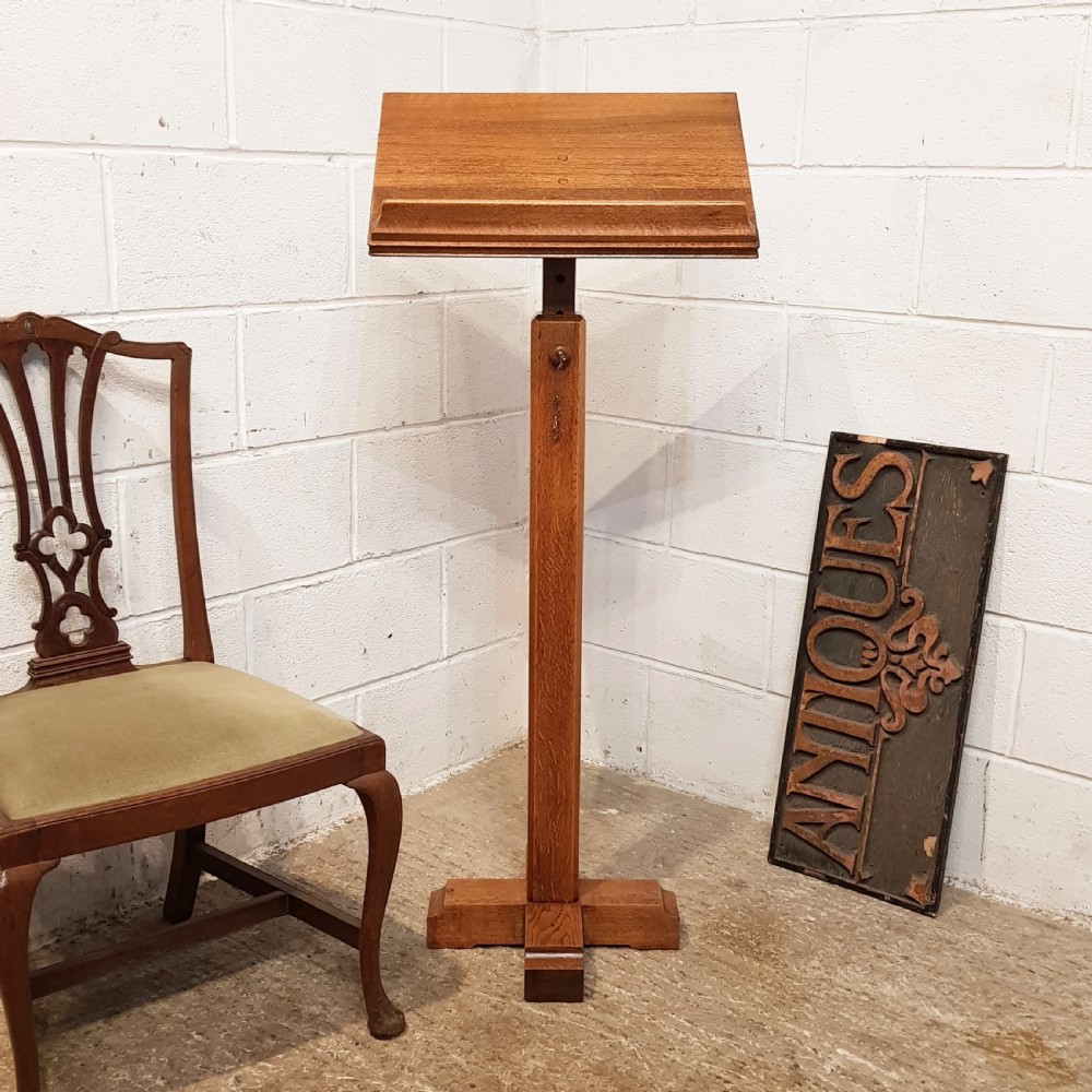ANTIQUE ARTS & CRAFTS GOLDEN OAK LECTERN C1900 View XI