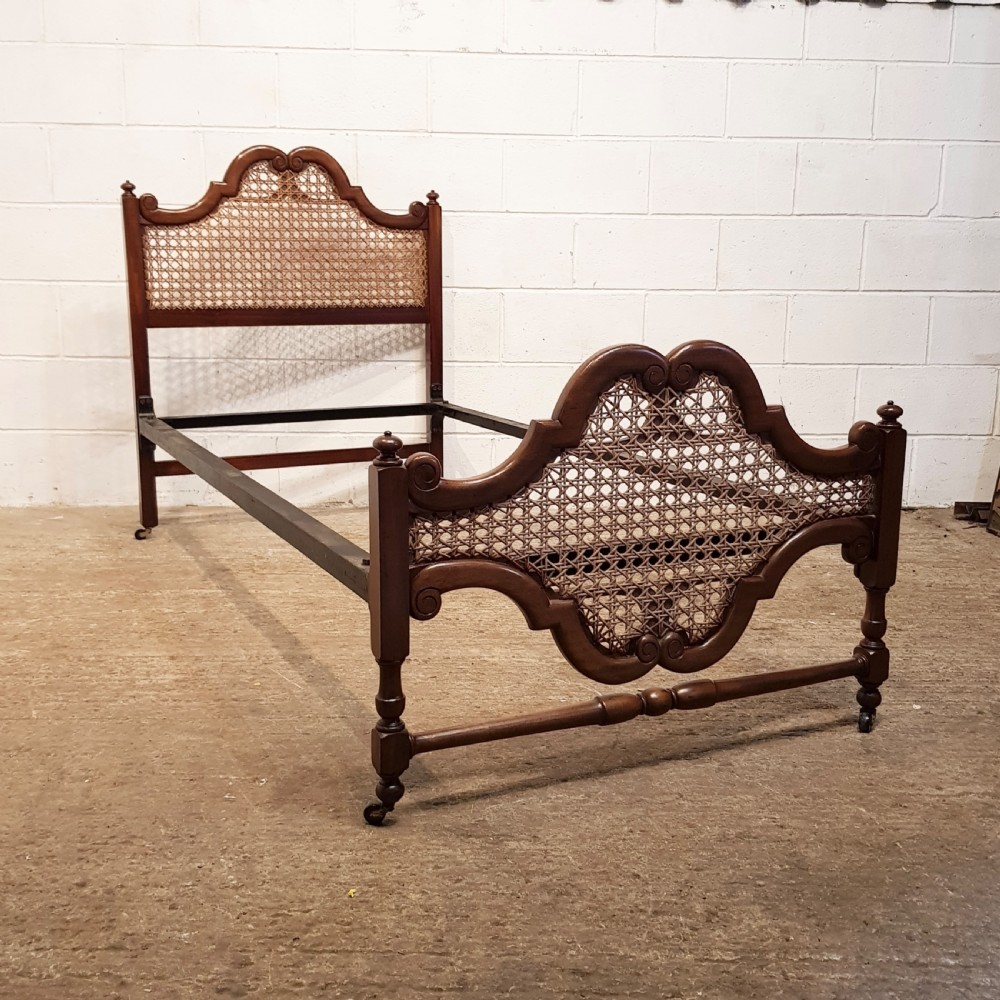 ANTIQUE PAIR EDWARDIAN MAHOGANY SINGLE BEDS WITH BERG ERE PANELS C1910 View VII