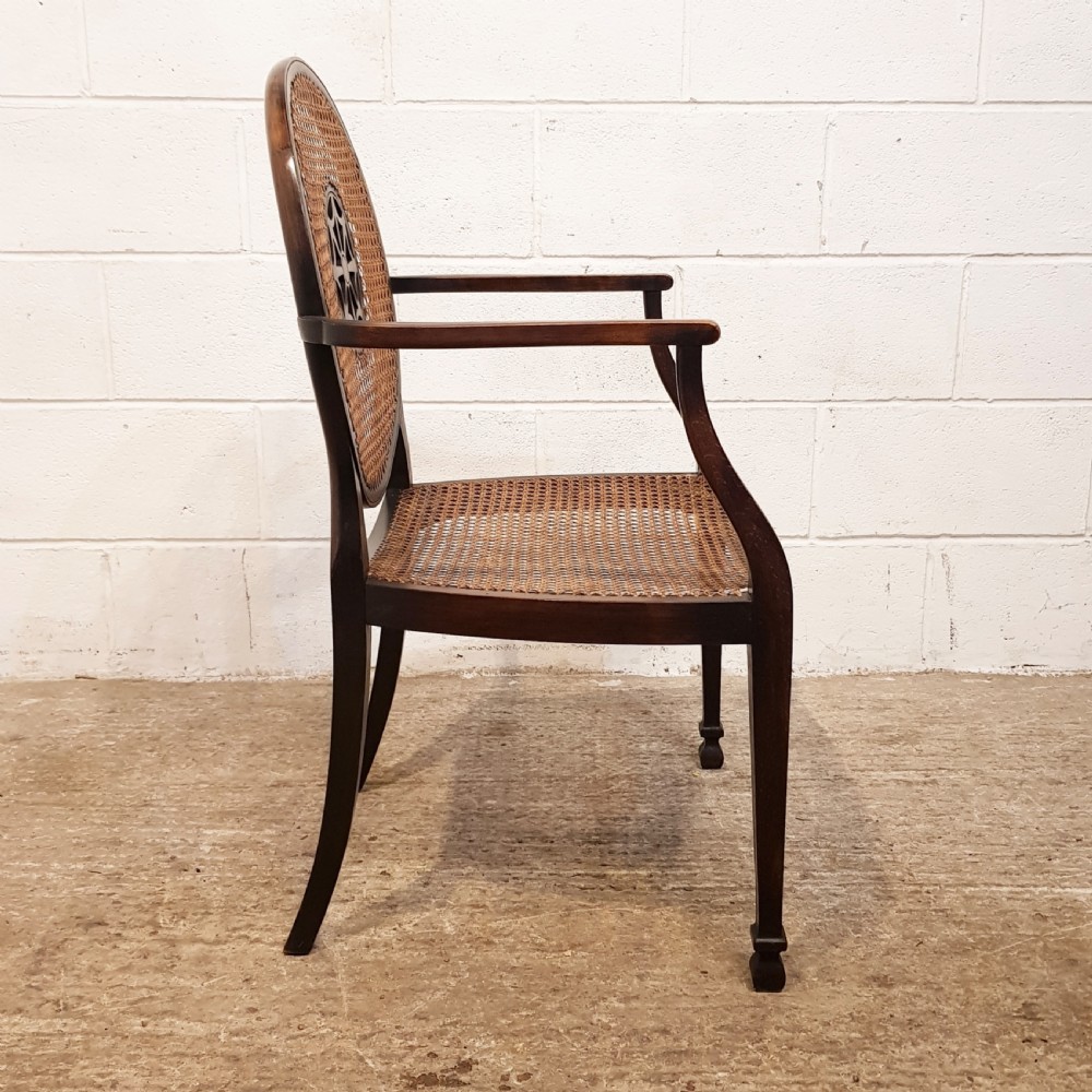 ANTIQUE MAHOGANY FRAMED BERGERE LIBRARY SALON CHAIR C1920 View II