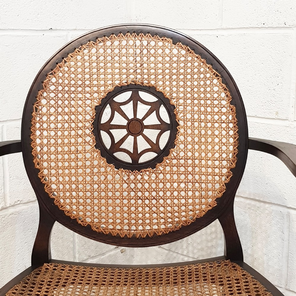 ANTIQUE MAHOGANY FRAMED BERGERE LIBRARY SALON CHAIR C1920 View III
