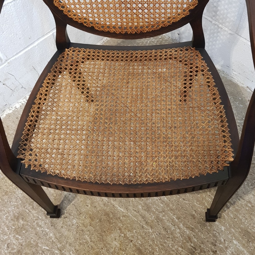 ANTIQUE MAHOGANY FRAMED BERGERE LIBRARY SALON CHAIR C1920 View VI