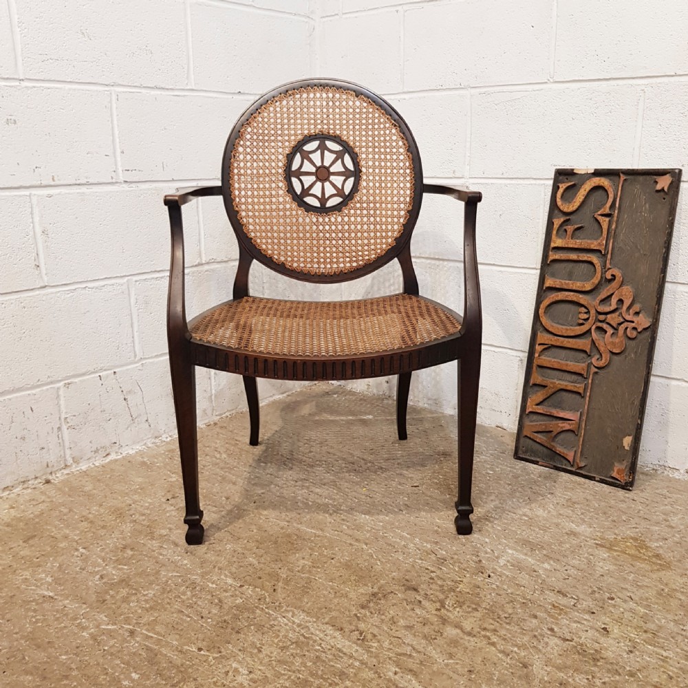 ANTIQUE MAHOGANY FRAMED BERGERE LIBRARY SALON CHAIR C1920 View VII