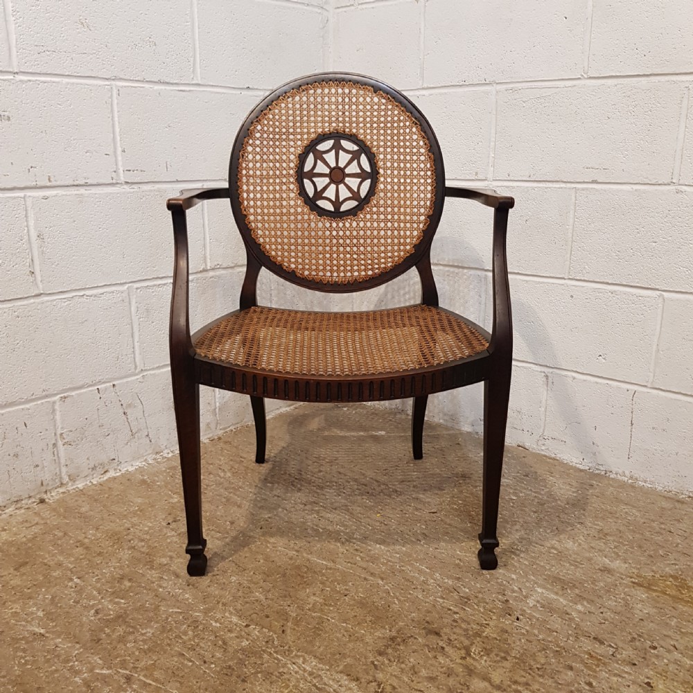 ANTIQUE MAHOGANY FRAMED BERGERE LIBRARY SALON CHAIR C1920 View VIII