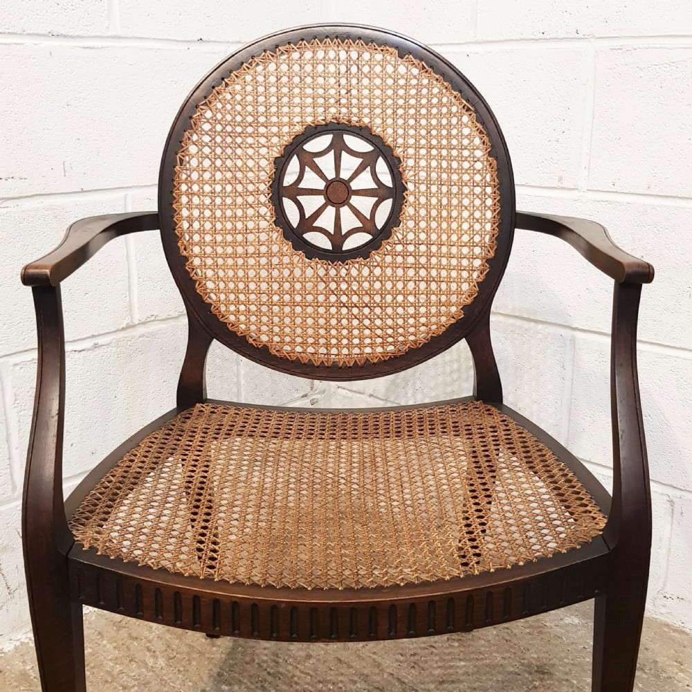 ANTIQUE MAHOGANY FRAMED BERGERE LIBRARY SALON CHAIR C1920 View IX