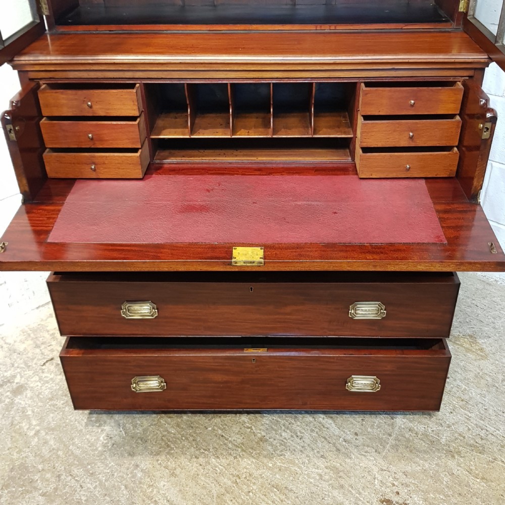 ANTIQUE REGENCY MAHOGANY SECRETAIRE BOOKCASE C1820 View III