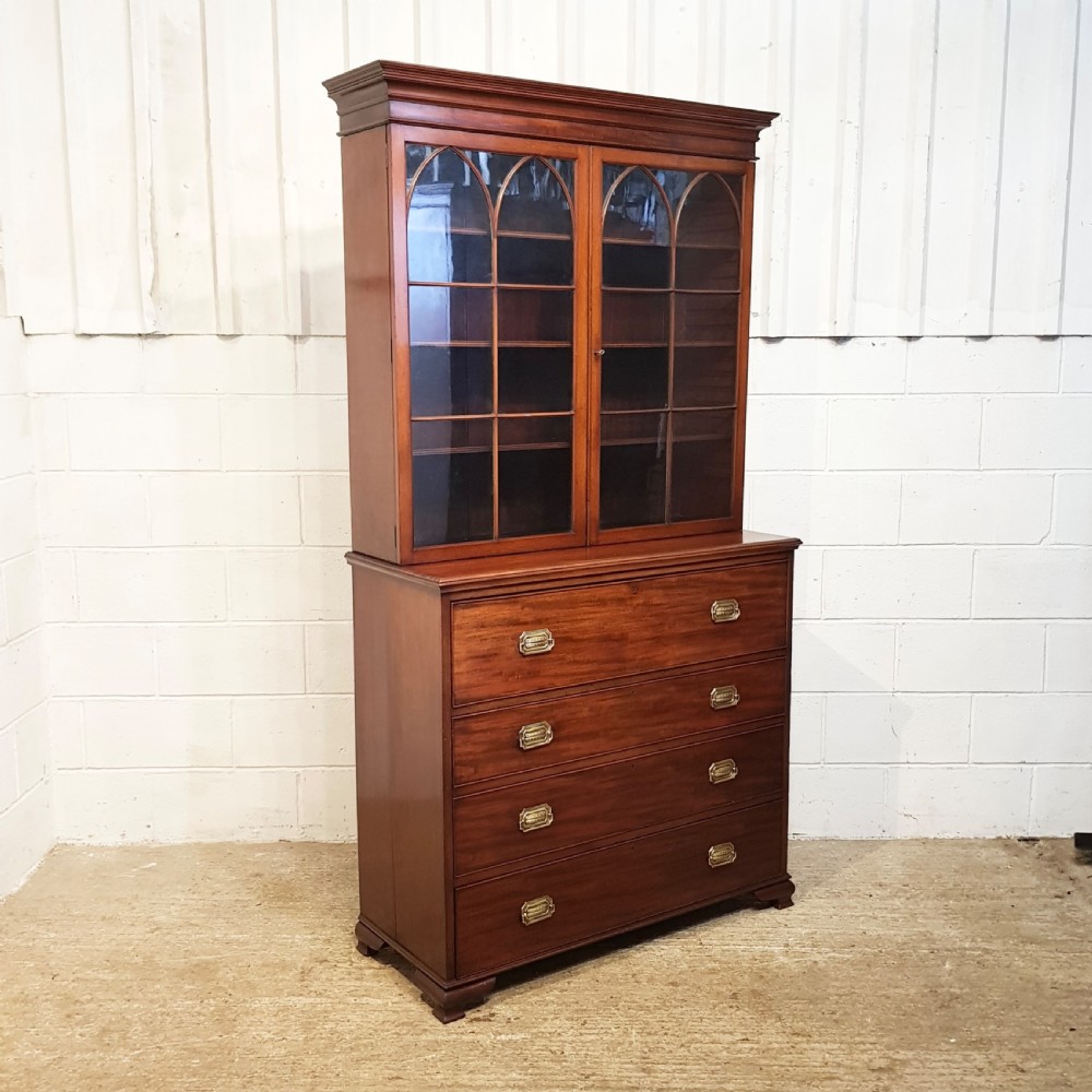 ANTIQUE REGENCY MAHOGANY SECRETAIRE BOOKCASE C1820 View V