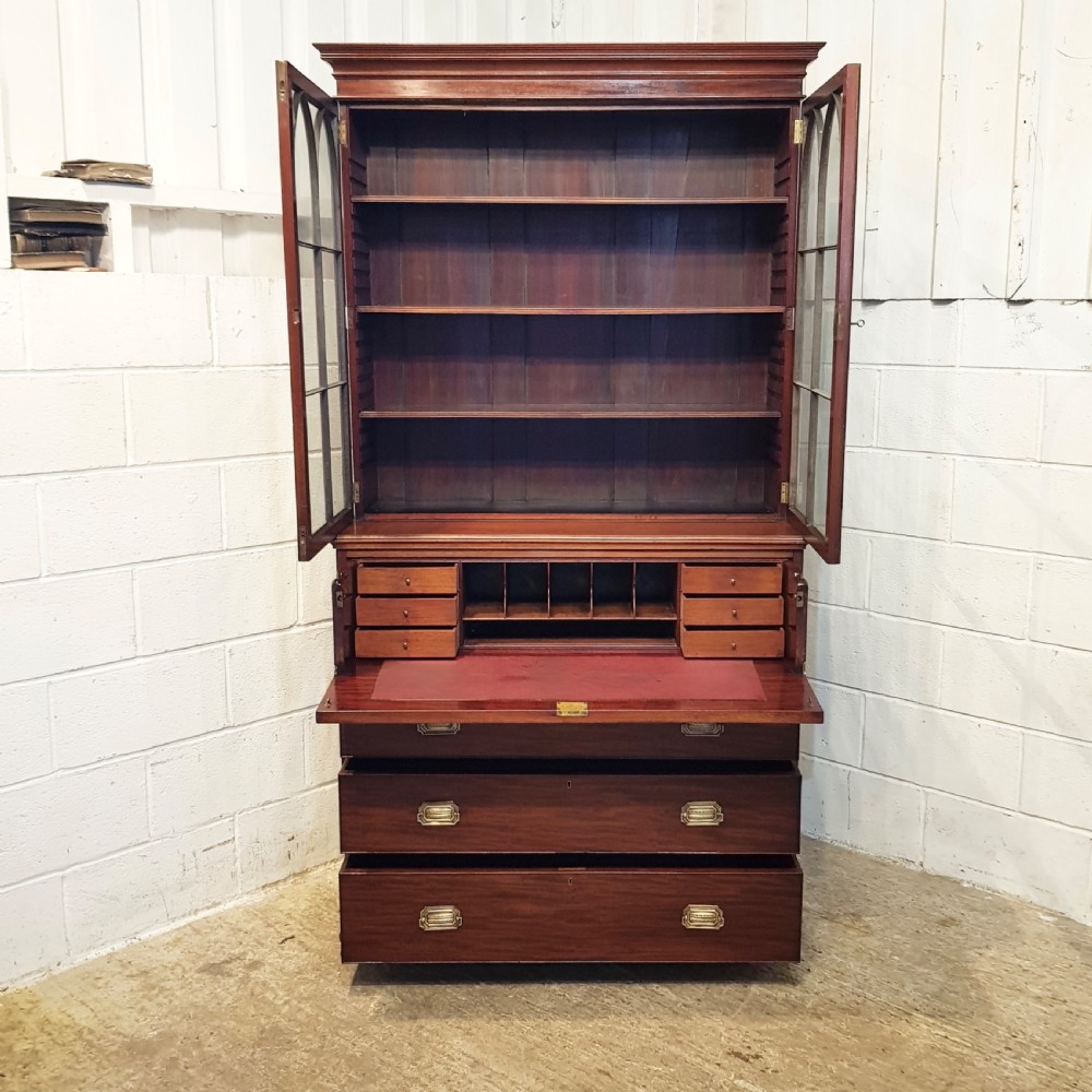 ANTIQUE REGENCY MAHOGANY SECRETAIRE BOOKCASE C1820 View VII