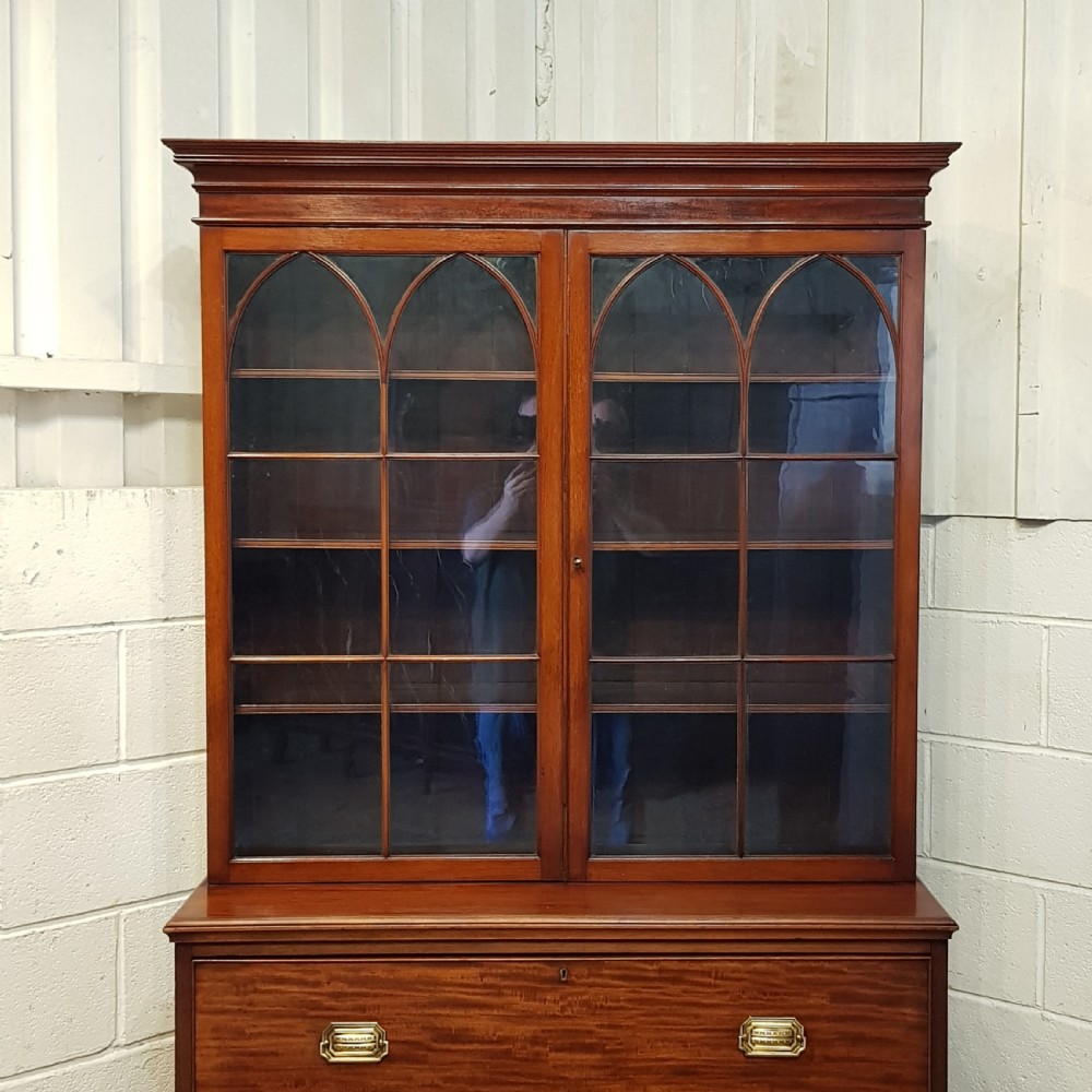 ANTIQUE REGENCY MAHOGANY SECRETAIRE BOOKCASE C1820 View VIII