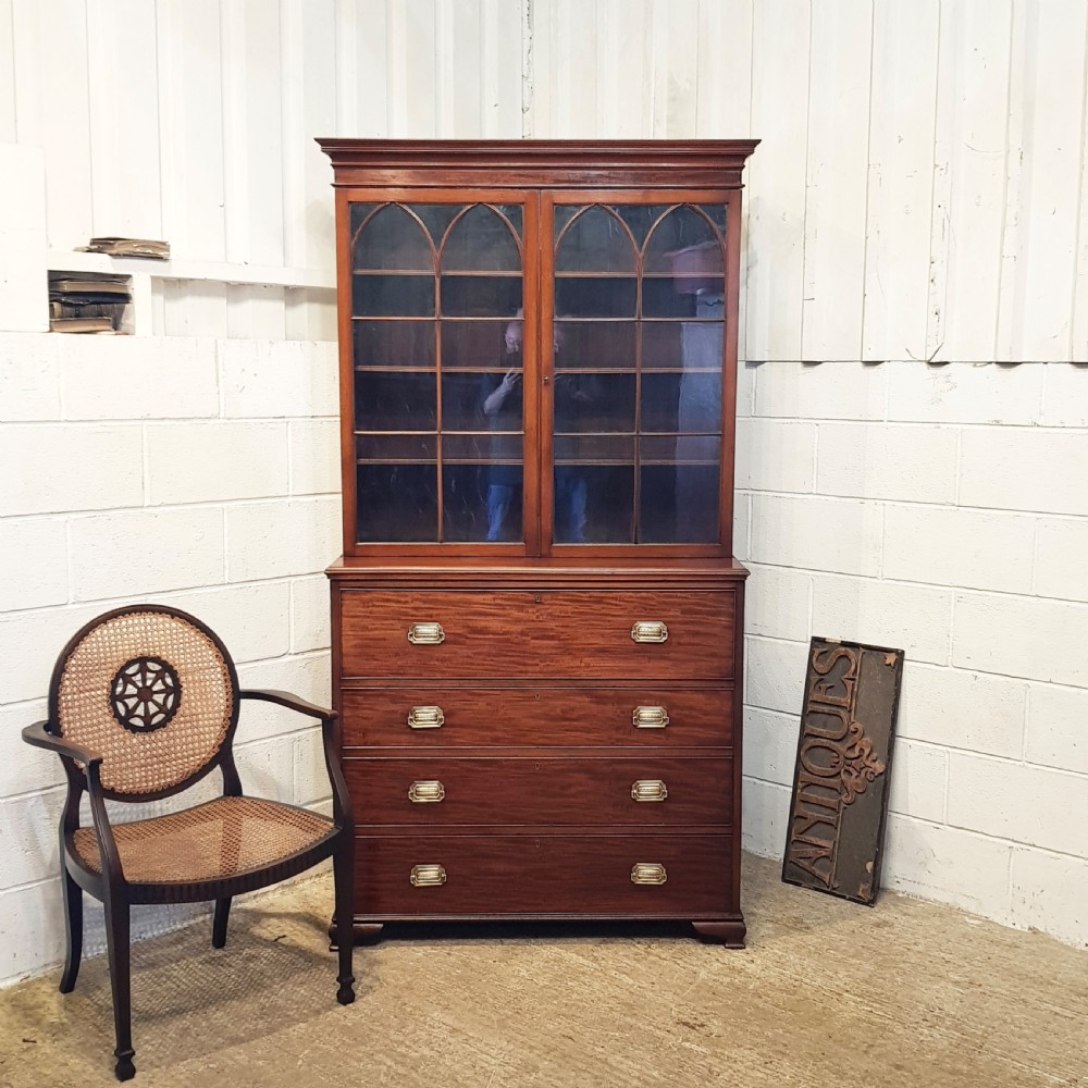 ANTIQUE REGENCY MAHOGANY SECRETAIRE BOOKCASE C1820 View X