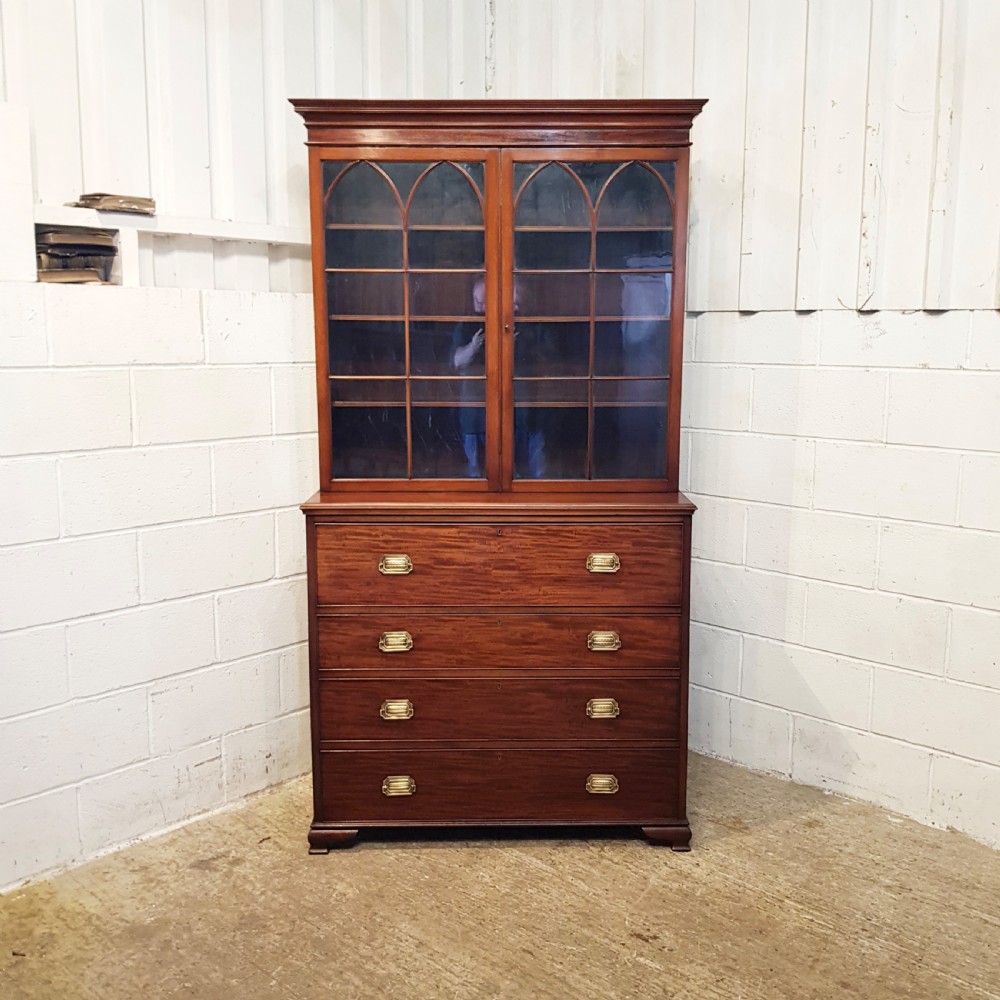 ANTIQUE REGENCY MAHOGANY SECRETAIRE BOOKCASE C1820 View XI