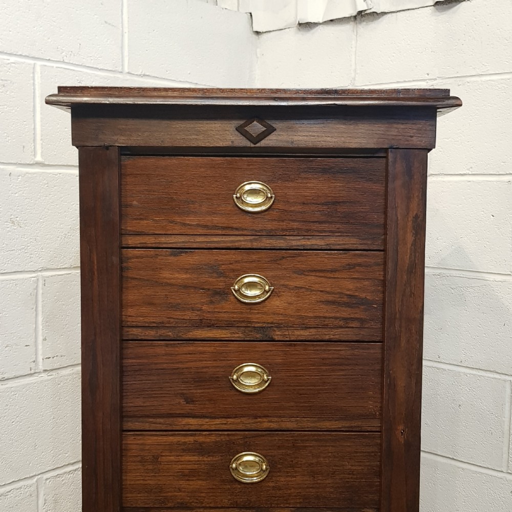 ANTIQUE OAK WELLINGTON CHEST C1920 View V