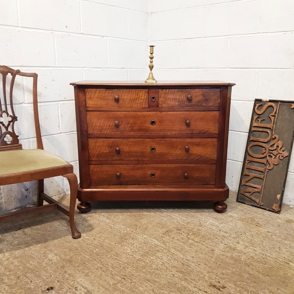 ANTIQUE 19TH CENTURY FLEMISH MAHOGANY CHEST OF DRAWERS C1880