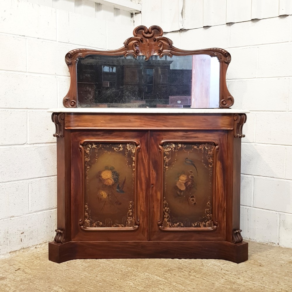 ANTIQUE WILLIAM 1V MAHOGANY HAND PAINTED CHIFFONIER C1830