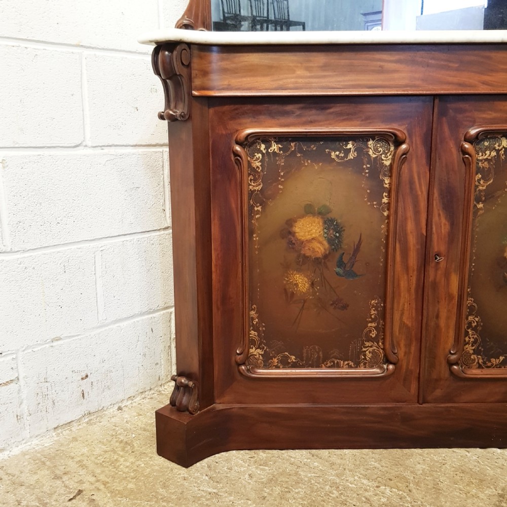 ANTIQUE WILLIAM 1V MAHOGANY HAND PAINTED CHIFFONIER C1830 View X