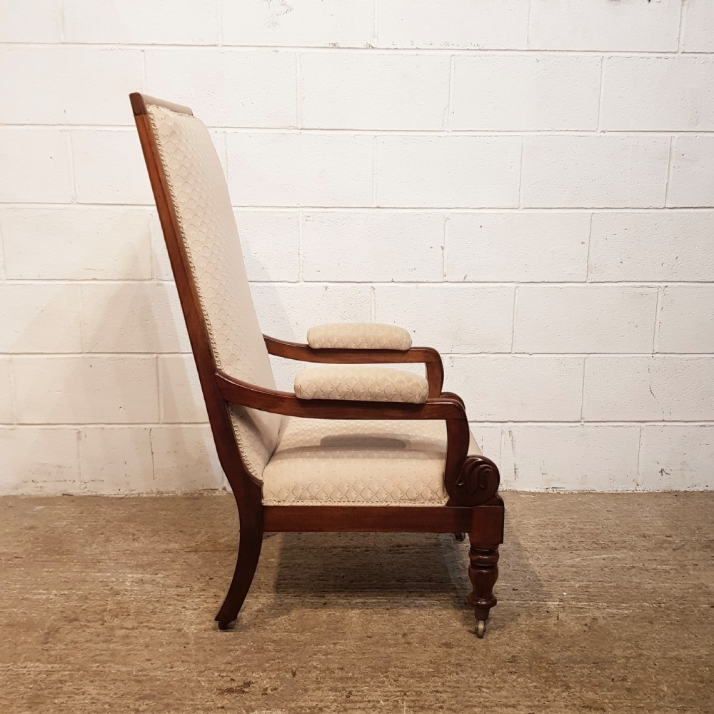 ANTIQUE WILLIAM 1V   MAHOGANY FRAMED HIGH BACK SALON ARMCHAIR C1830 View III