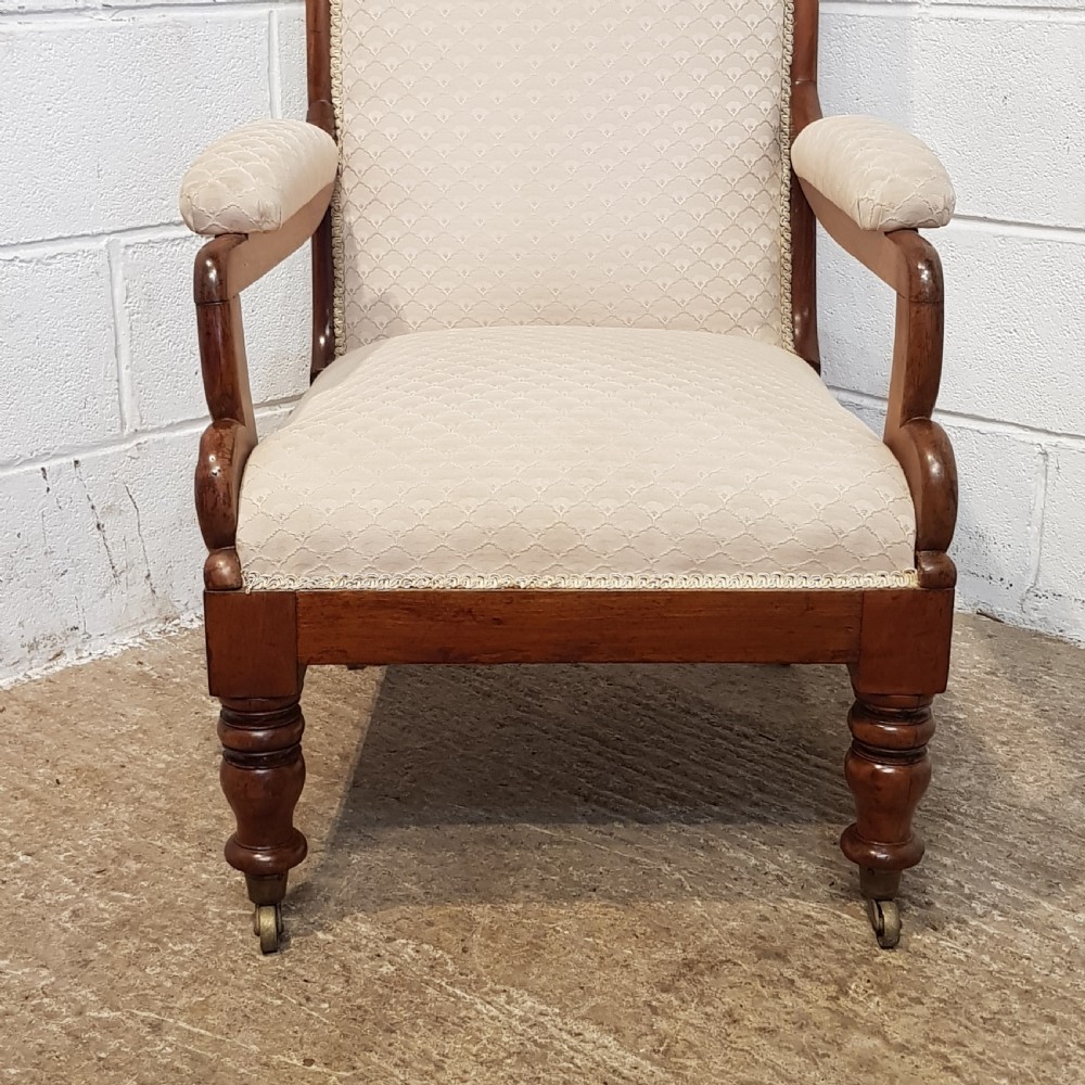 ANTIQUE WILLIAM 1V   MAHOGANY FRAMED HIGH BACK SALON ARMCHAIR C1830 View IV
