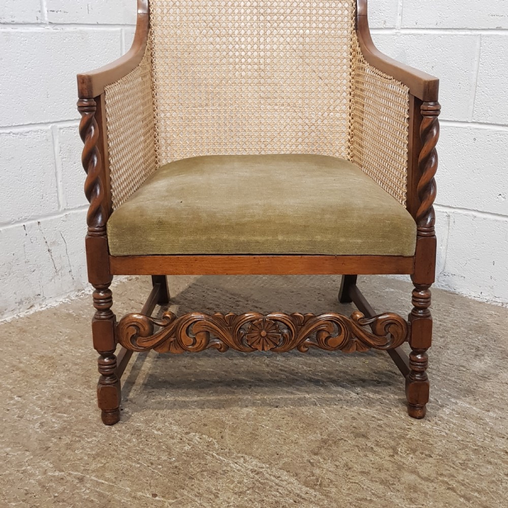 ANTIQUE  EDWARDIAN BERGERE OAK ARMCHAIR C1900 View V