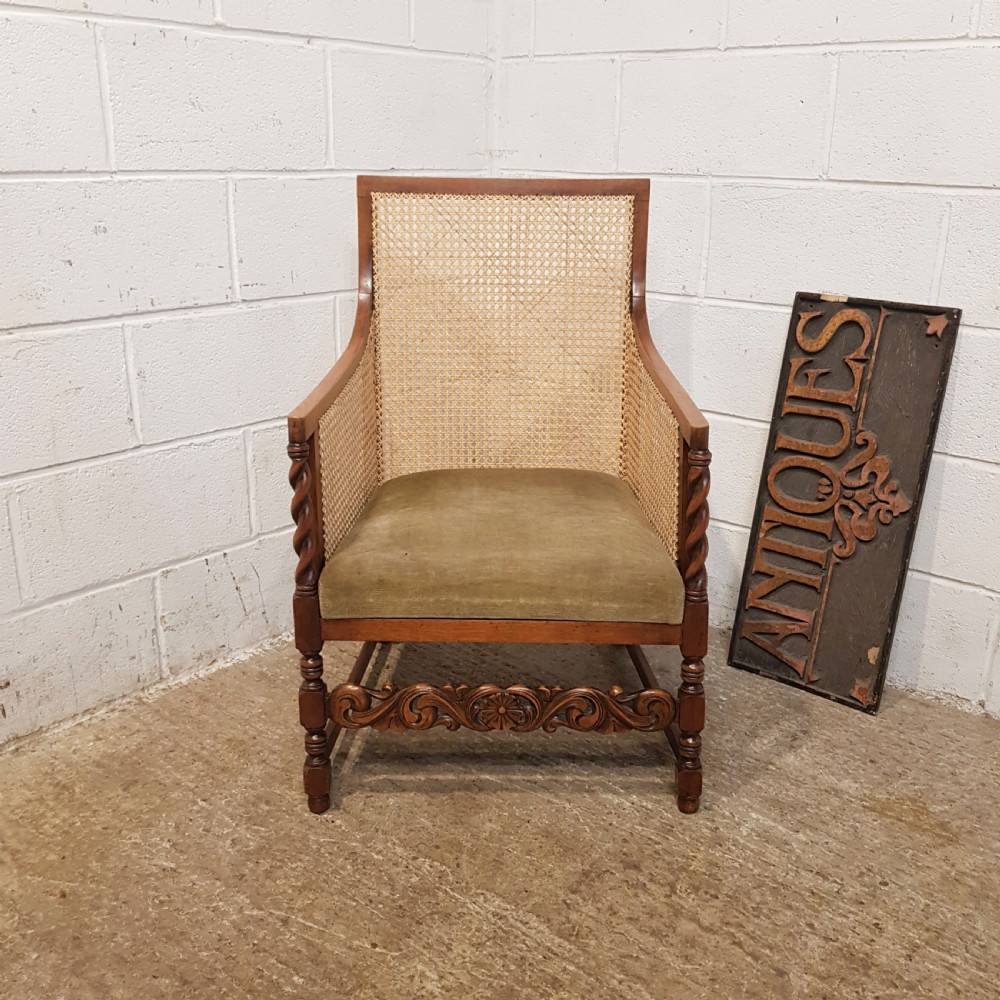 ANTIQUE  EDWARDIAN BERGERE OAK ARMCHAIR C1900 View IX