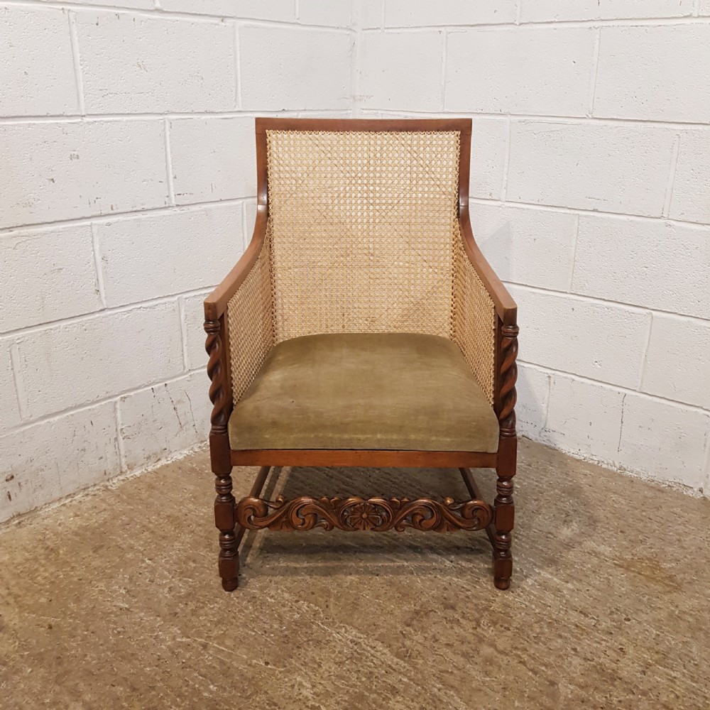 ANTIQUE  EDWARDIAN BERGERE OAK ARMCHAIR C1900 View X