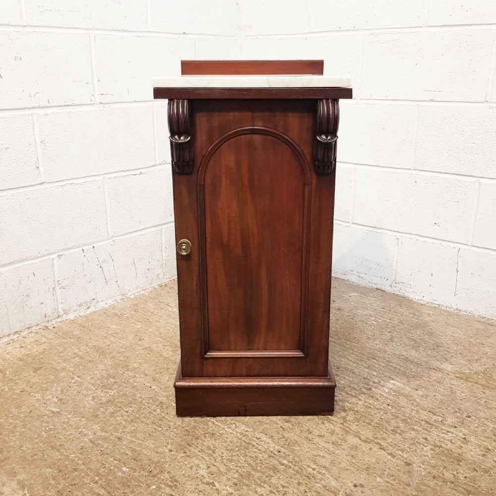 ANTIQUE PAIR VICTORIAN MAHOGANY  MARBLE TOP BEDSIDE CABINETS C1880 View III