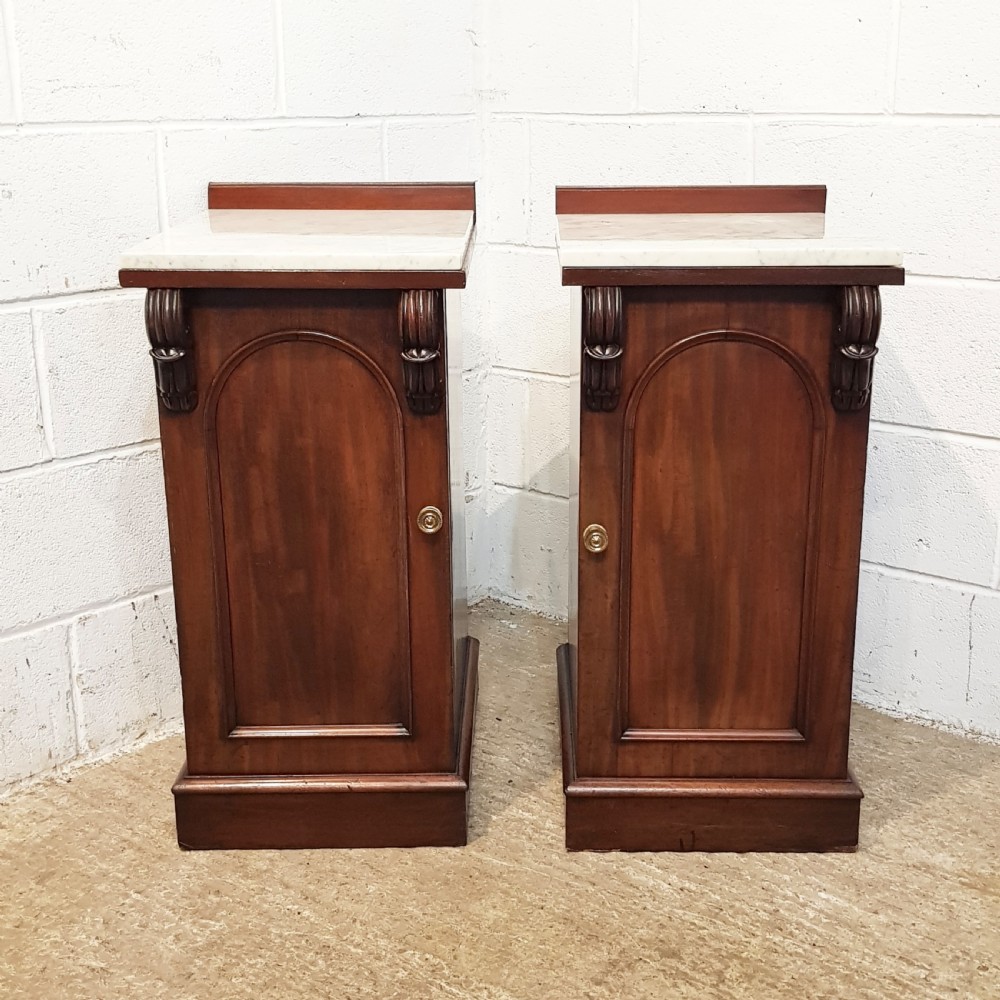 ANTIQUE PAIR VICTORIAN MAHOGANY  MARBLE TOP BEDSIDE CABINETS C1880 View VII