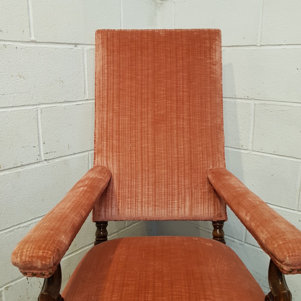 ANTIQUE EDWARDIAN GOTHIC WALNUT FRAMED ARMCHAIR C1900 View III