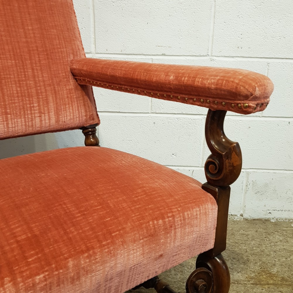 ANTIQUE EDWARDIAN GOTHIC WALNUT FRAMED ARMCHAIR C1900 View VIII