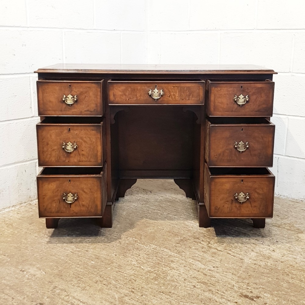 ANTIQUE BURR WALNUT TWIN PEDESTAL DESK C1900 View III