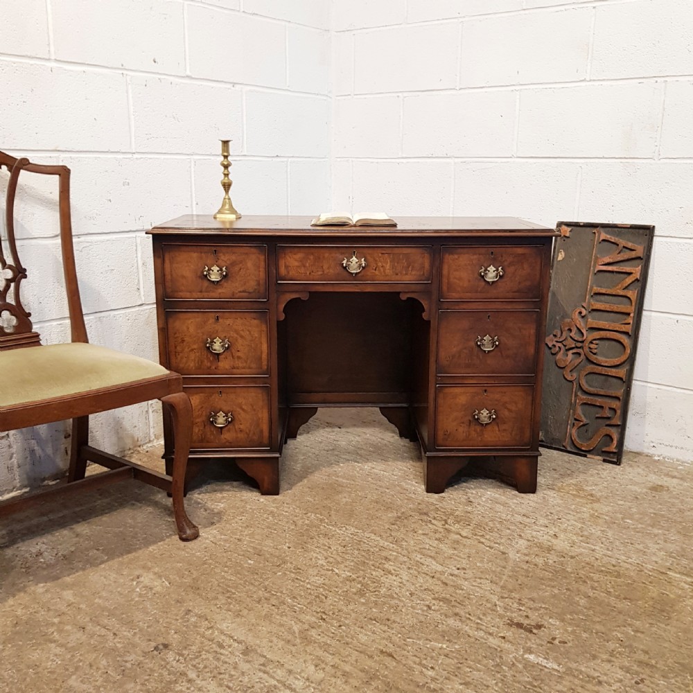 ANTIQUE BURR WALNUT TWIN PEDESTAL DESK C1900 View V