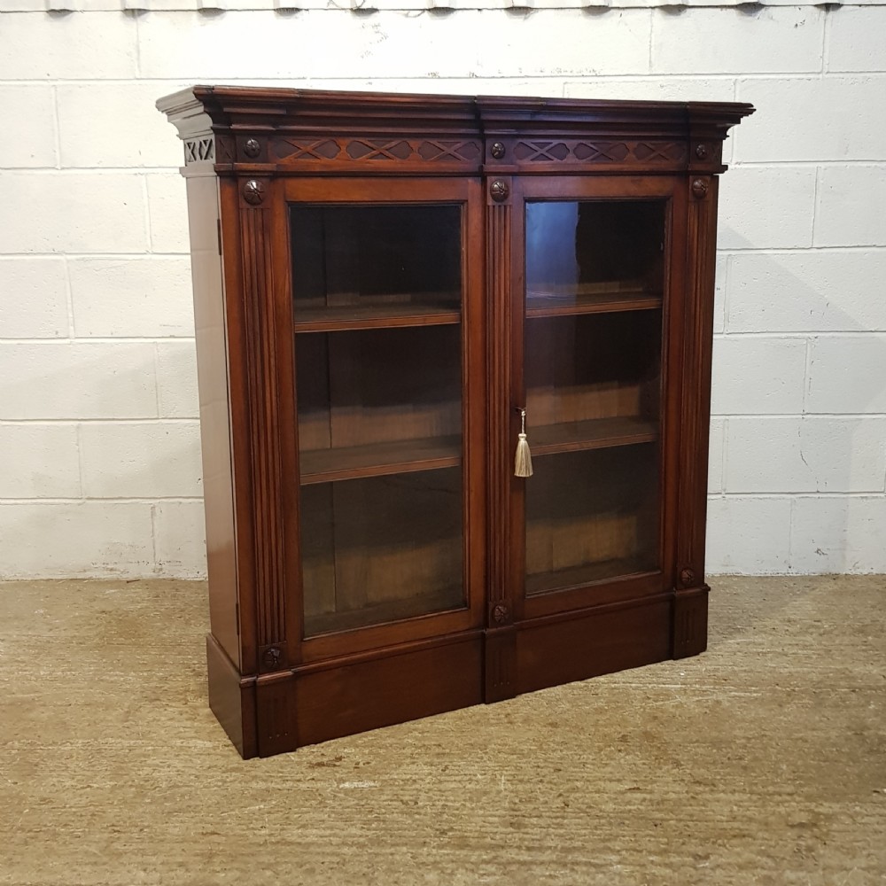 ANTIQUE LATE VICTORIAN MAHOGANY GLAZED BOOKCASE C1890 View IV