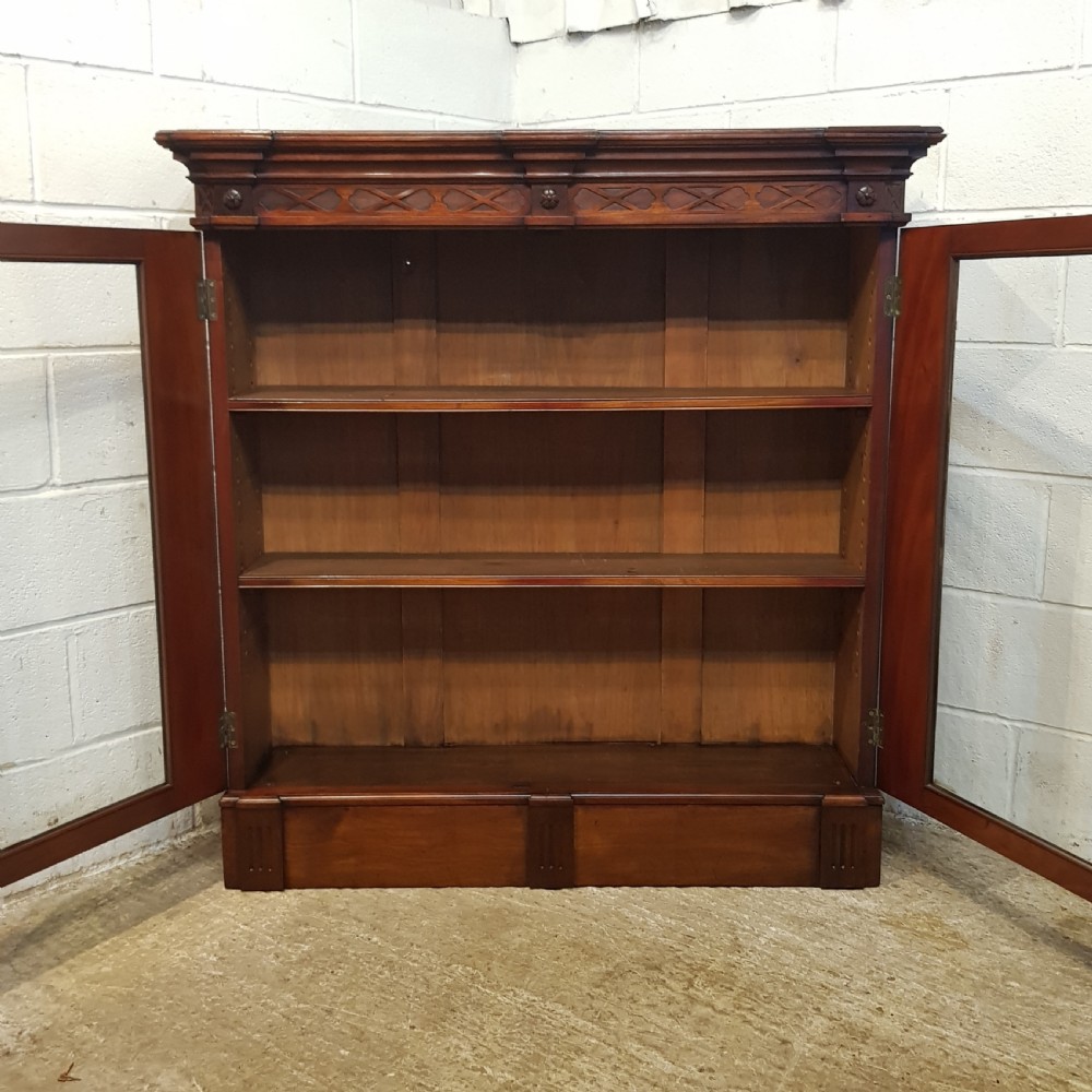 ANTIQUE LATE VICTORIAN MAHOGANY GLAZED BOOKCASE C1890 View VI
