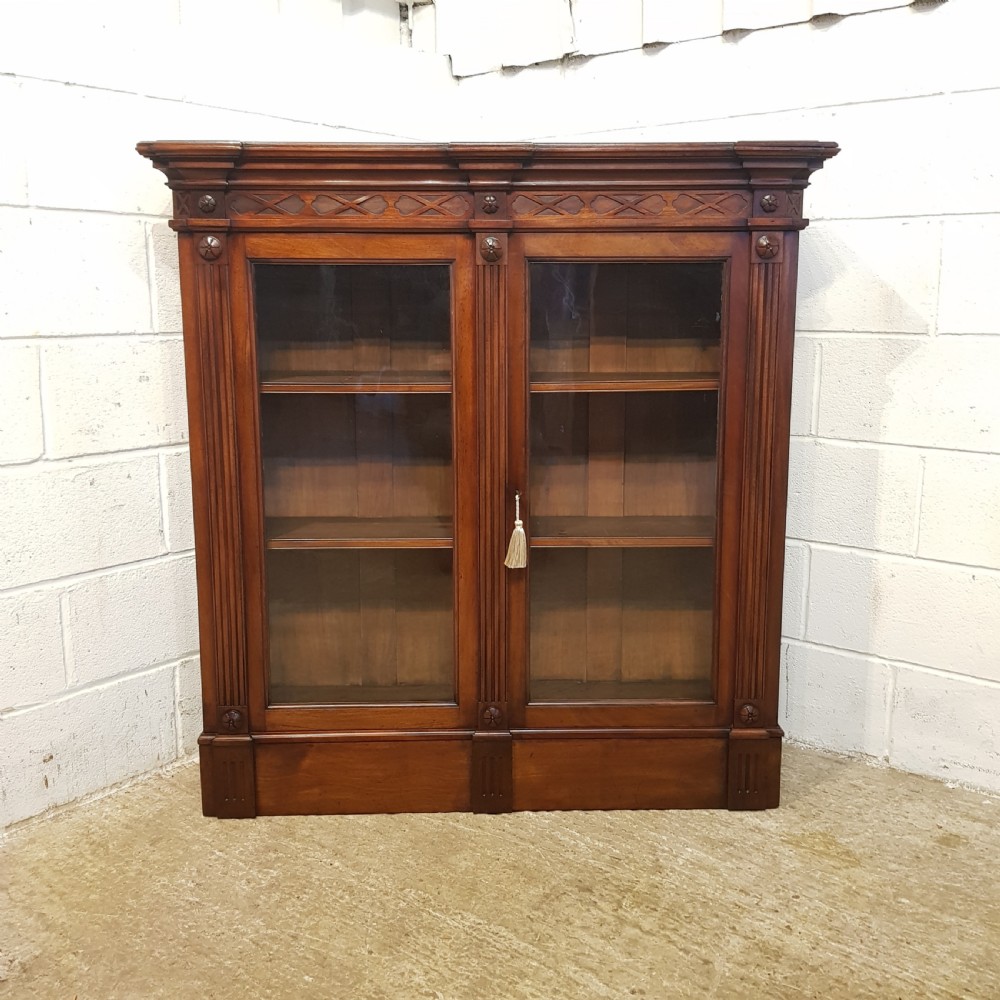 ANTIQUE LATE VICTORIAN MAHOGANY GLAZED BOOKCASE C1890 View VII