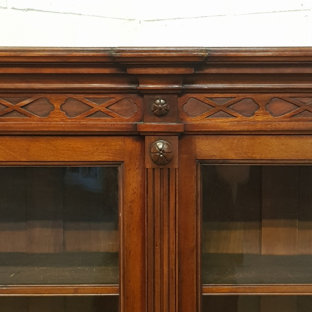 ANTIQUE LATE VICTORIAN MAHOGANY GLAZED BOOKCASE C1890 View VIII