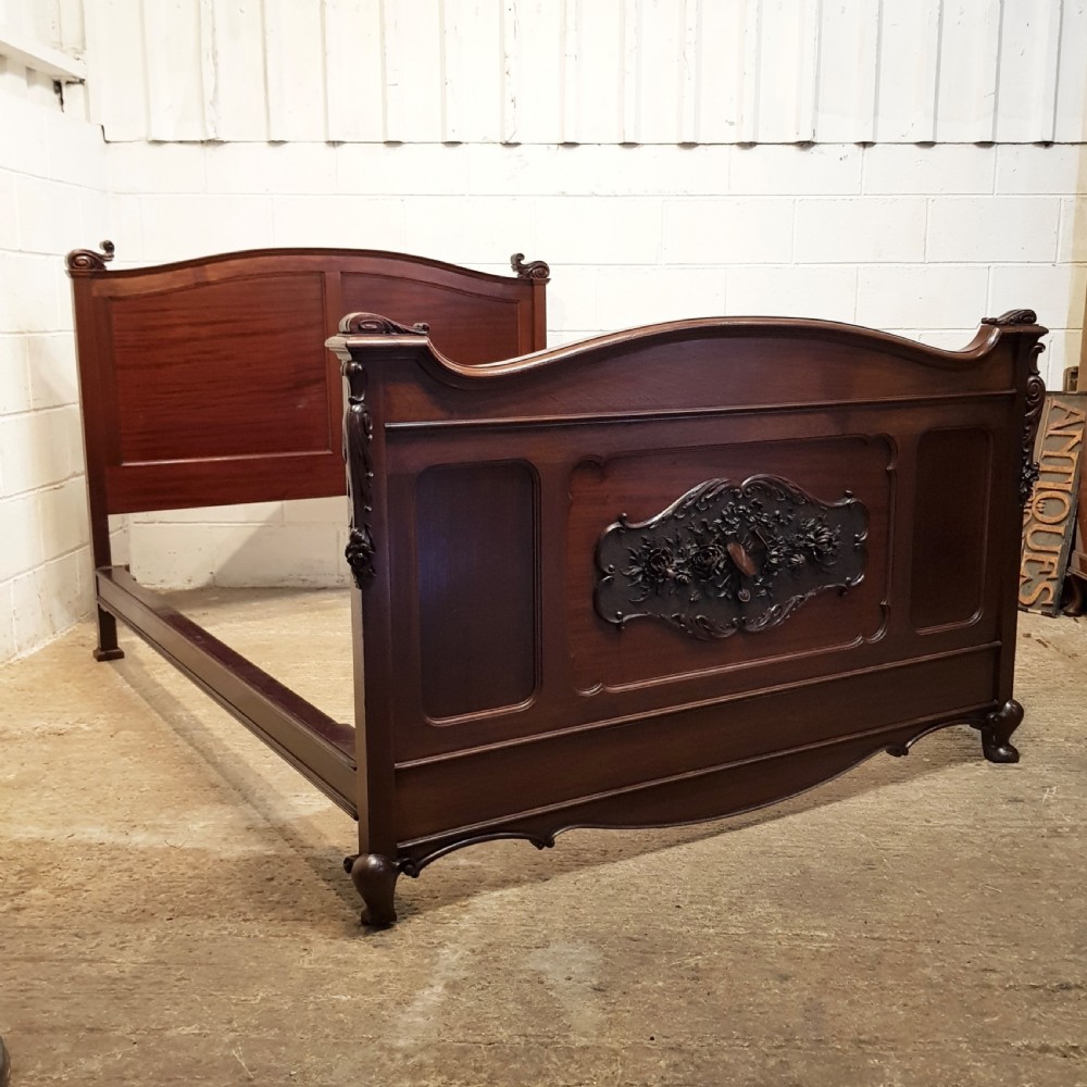 ANTIQUE LATE 19TH CENTURY FRENCH MAHOGANY KING SIZE BED C1890