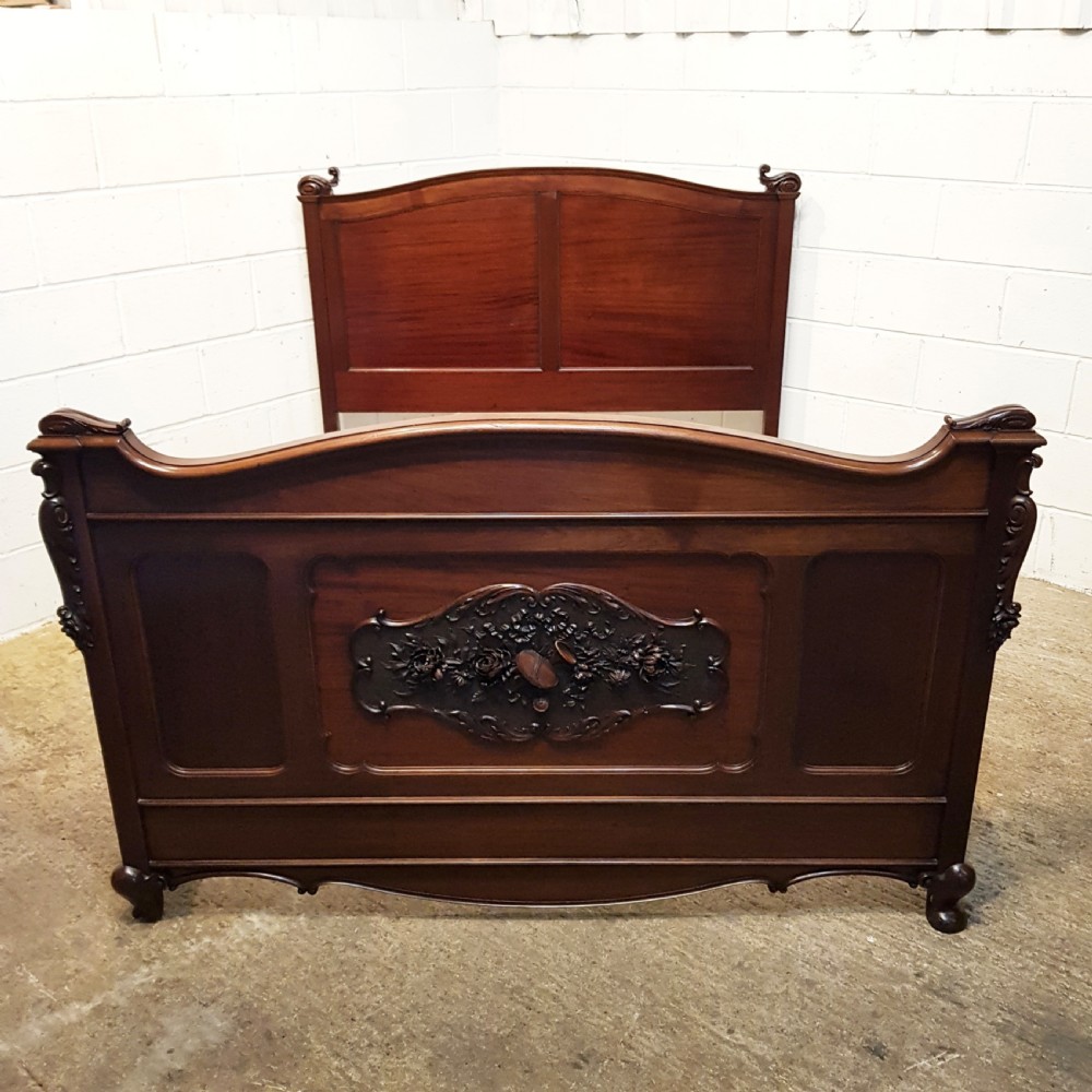 ANTIQUE LATE 19TH CENTURY FRENCH MAHOGANY KING SIZE BED C1890 View VIII