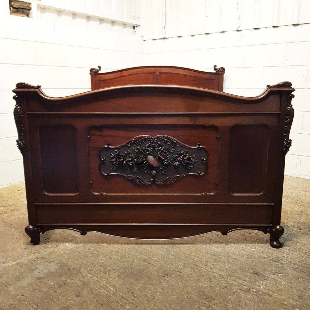 ANTIQUE LATE 19TH CENTURY FRENCH MAHOGANY KING SIZE BED C1890 View IX