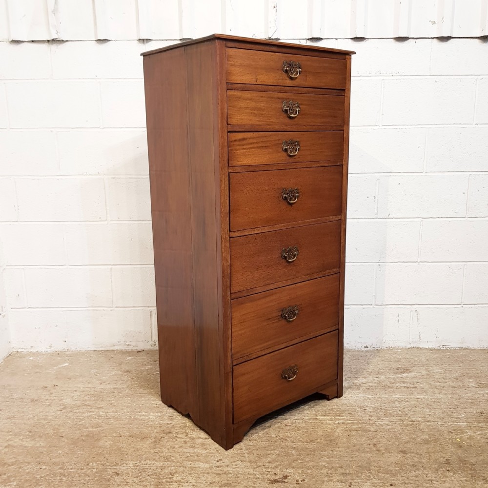 ANTIQUE EDWARDIAN TALL NARROW MAHOGANY CHEST OF DRAWERS C1900 View III