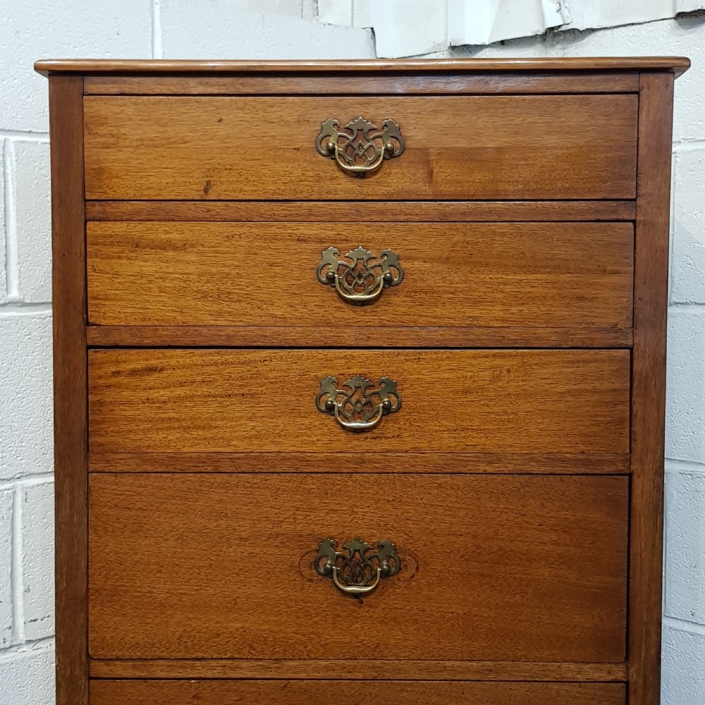 ANTIQUE EDWARDIAN TALL NARROW MAHOGANY CHEST OF DRAWERS C1900 View IV