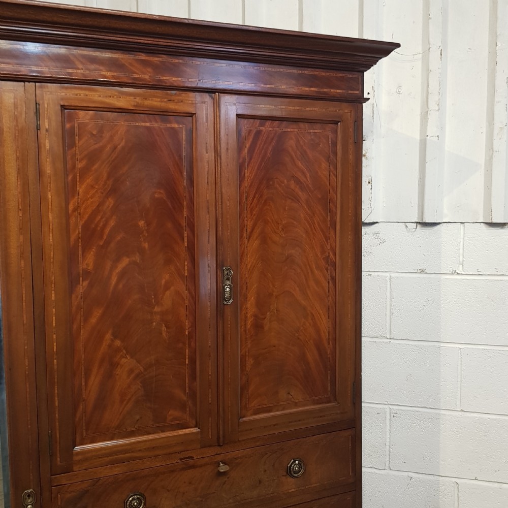 ANTIQUE EDWARDIAN INLAID MAHOGANY COMBINATION WARDROBE C1900 View IV