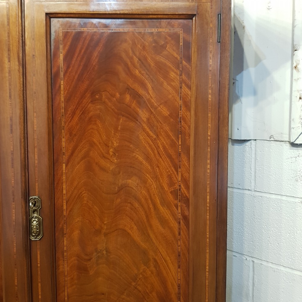 ANTIQUE EDWARDIAN INLAID MAHOGANY COMBINATION WARDROBE C1900 View V