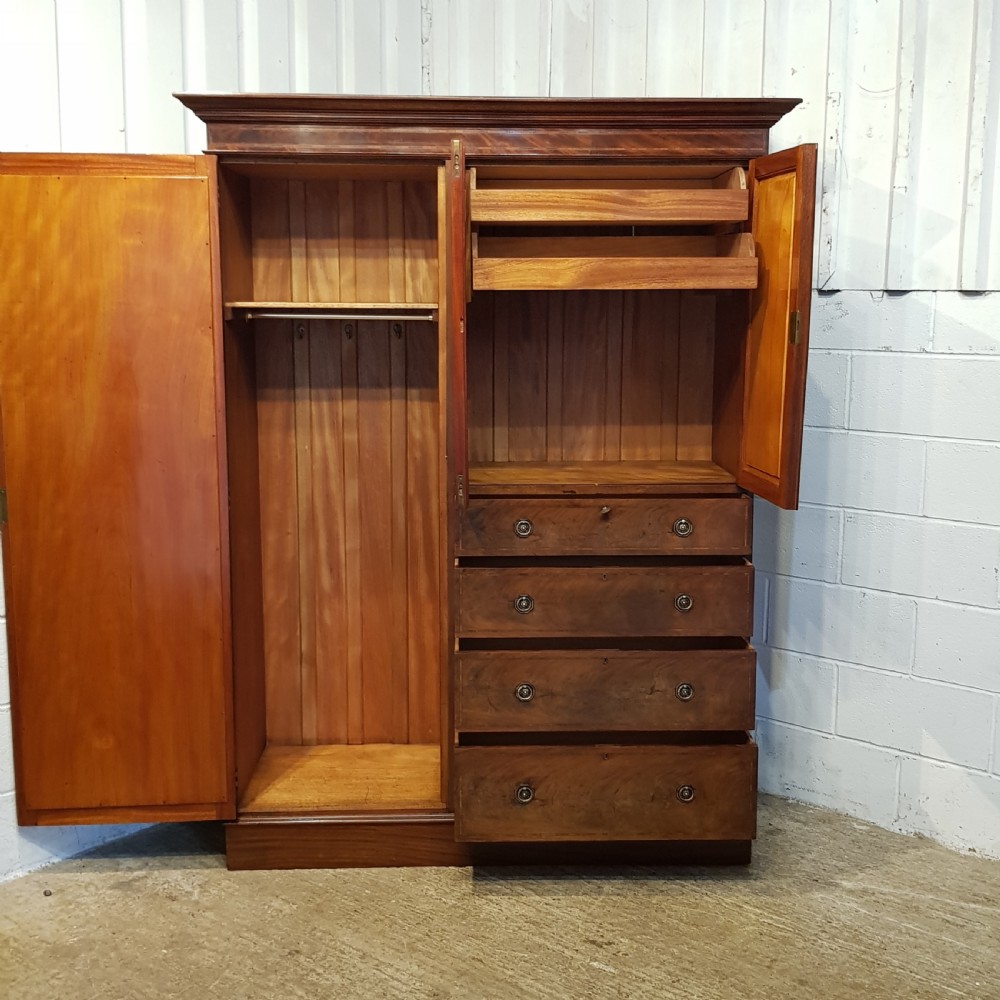 ANTIQUE EDWARDIAN INLAID MAHOGANY COMBINATION WARDROBE C1900 View VI