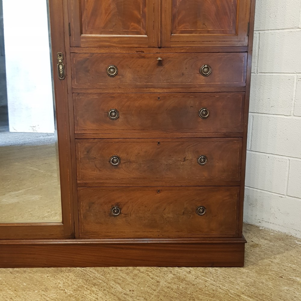 ANTIQUE EDWARDIAN INLAID MAHOGANY COMBINATION WARDROBE C1900 View VIII